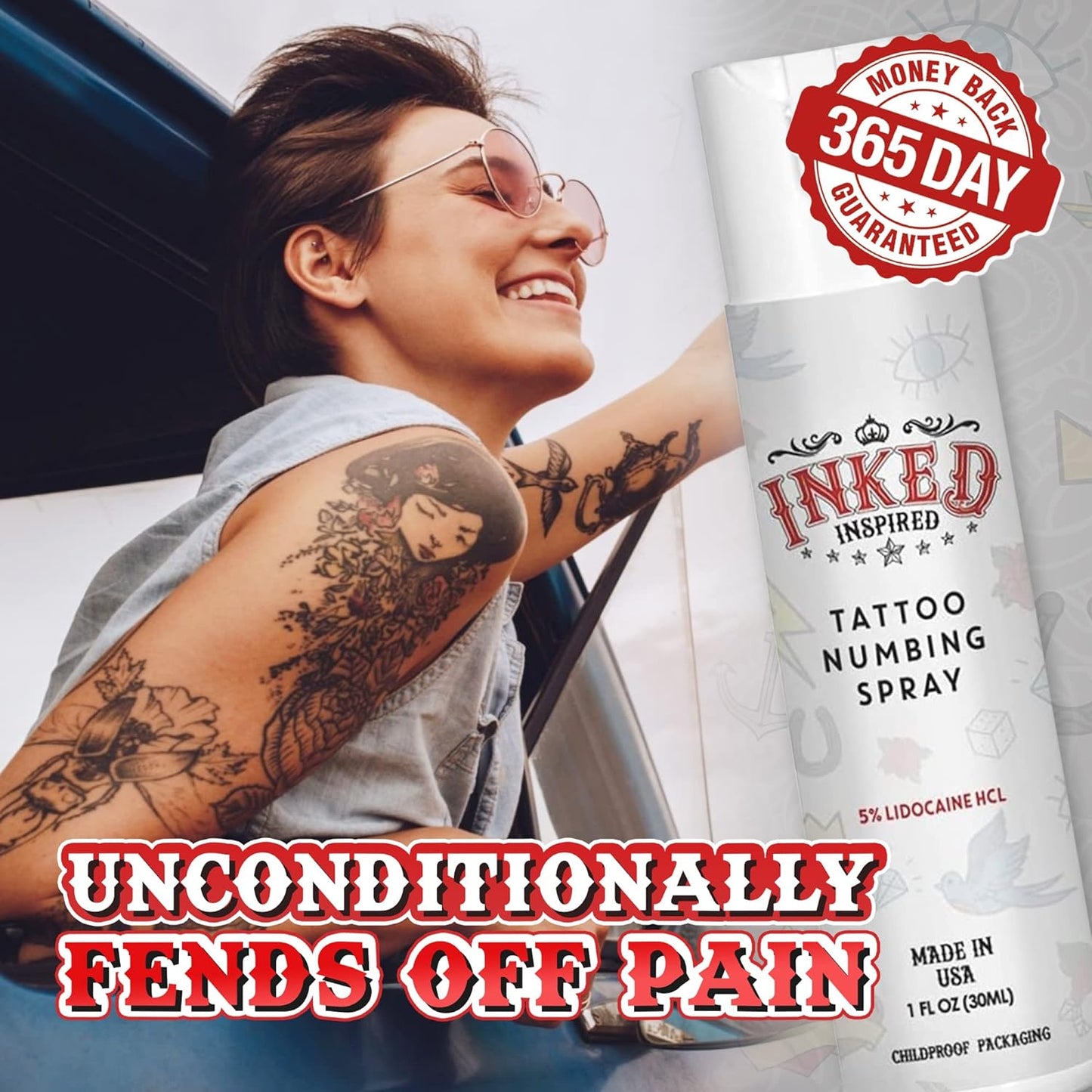 [3일특송] INKED Inspired Spray 30ml  타투크림 영구문신 마취크림 스프레이 1개 -미국내수용